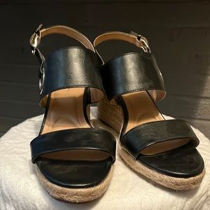 Black wedge sandals